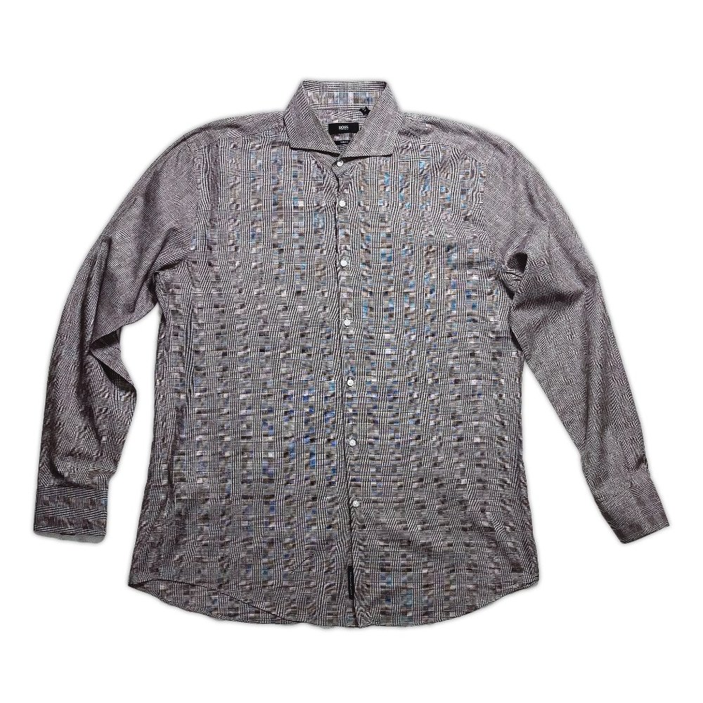 Hugo Boss Men's "Dwayne" Slim Fit Long Sleeve Plaid Shirt 43/17